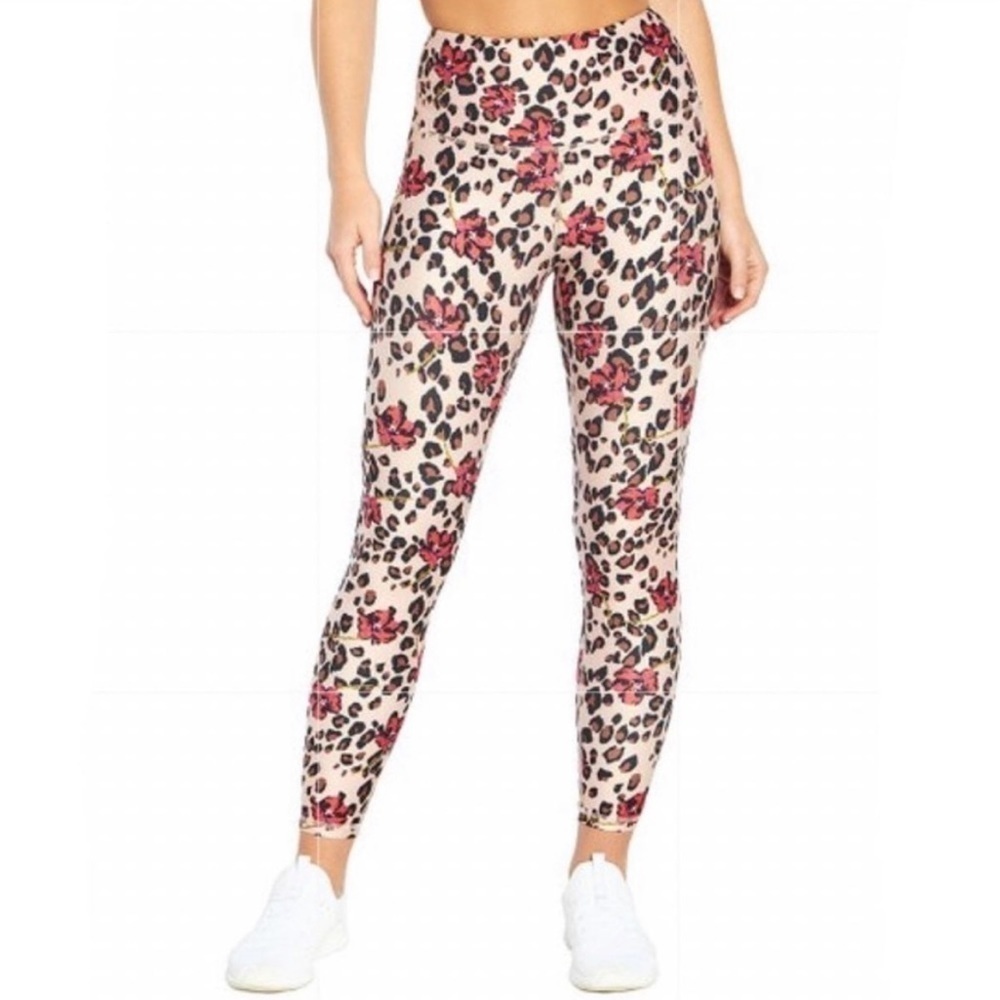 NWT Wildfox Sweat Coral Leopard Print Floral High Waisted Leggings